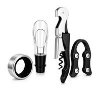 BML Wine Accessories Set 4 Piece Wine Opener Set Corkscrew Bottle Opener Wine Pourer Drip Stop Ring Foil Cutter Professional Wine Tool Kit for Home Bar Kitchen Restaurant and Gift Use