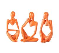 BMLCGJ Thinker Statue Gold Decor Abstract Art Sculpture, Golden Resin Collectible Figurines for Home Living Room Office Shelf Decoration,Great Gifts Ideas (Orange)