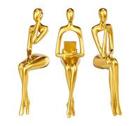 BMLCGJ Thinker Statue Gold Decor Abstract Art Sculpture, Golden Resin Collectible Figurines for Home Living Room Office Shelf Decoration,Great Gift Ideas (Sitting Posture-Gold)