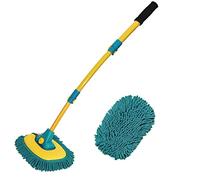 BMLEI Car Wash Brush with Long Handle, Microfiber Car Wash Kit Cleaning Supplies, Car Wash Mop Mitt with 1 Replacement Head, Extension Pole Car Brush Cleaning Kit for Cars Trucks Green