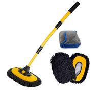 BMLEI Car Wash Brush with Long Handle, Microfiber Towels Car Wash Kit Cleaning Supplies, Car Wash Mop Mitt with 2 Replacement Head , Extension Pole Car Brush Cleaning Kit for Cars Trucks