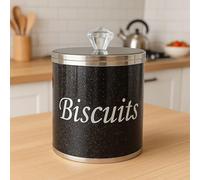 BMLIMITED Black Diamond Crushed Biscuit Canister Jar Tin Trimmings Crystal Filled Kitchen Storage Containers Gift Present For All Occasions Stylish Luxurious Home Decor (Black)