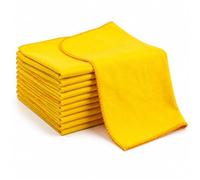BMLIMITED BML 10 Pack Cotton Dusting Cloths, Soft Yellow Lint Free Cleaning Towels, Reusable Multi Surface Cloths for Car Polishing, Window Cleaning, Glass, Kitchen, Home and Office Use
