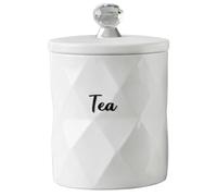 BMLIMITED BML 1x Tea Ceramic Canister with Airtight Lid White Marble Effect Diamond Design Durable Pantry Jar for Kitchen Storage Leaf Tea Coffee Sugar Biscuits & Dry Food Container