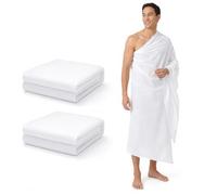 BMLIMITED BML 2 x Hajj Towel Set for Men White Ihram Cloth Lightweight Soft Absorbent Wrap Towel for Umrah Pilgrimage Islamic Travel Prayer and Religious Use