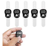 BMLIMITED BML 5 x Black Digital Finger Tally Counter Electronic Clicker Counter with LCD Display Adjustable Strap Handheld Counting Device for People Attendance Sports Golf Knitting Inventory Events