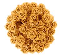 BMLIMITED BML 50 x Artificial Rose Flower Heads, Realistic Fake Flowers for Wedding, Party & DIY Decor, Foam Roses (Mustard)