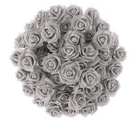 BMLIMITED BML 50 x Artificial Rose Flower Heads, Realistic Fake Flowers for Wedding, Party & DIY Decor, Foam Roses (Grey)