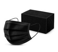 BMLIMITED BML 50 x Black Disposable Face Masks 3 Ply Lightweight Breathable Face Covering with Soft Elastic Ear Loops Comfortable Disposable Masks for Adults Work Travel Home and Everyday Use