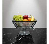 BMLIMITED BML Crystal Crushed Diamond Fruit Bowl Silver Metal Square Fruit Basket Luxury Bling Centrepiece Decorative Storage Bowl for Dining Table Kitchen Counter Wedding Home Decor