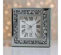 BMLIMITED BML Crystal Mirror Table Clock with Roman Numerals Decorative Square Desk Clock for Bedroom Living Room Office and Gift Use