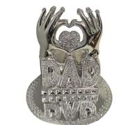 BMLIMITED BML DAD Heart Hand Silver Diamond Crystal Home Decor Gift | Elegant Home Decor Gift and Capturing the Essence of Fatherly Affection