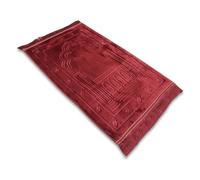 BMLIMITED BML Extra Large Velvet Prayer Rug Premium Quality Padded Non-Slip Janamaz Islam Muslim Namaz Carpet for Great Comfort on Knees and Forehead (Red)