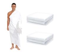 BMLIMITED BML High-Grade Men's Hajj & Umrah 100% Cotton Towels 2 Pack Ahram Ihram Ehram White Essential Pilgrim Gear