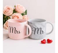 BMLIMITED BML Mr & Mrs Couple Mug Set Ceramic Marble Mugs for Coffee Tea Romantic Gift for Marriage Anniversary or Valentine Day Suitable for Home Office Use