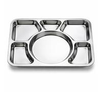 BMLIMITED BML Stainless Steel 6 Compartment Divided Dinner Plate Large Thali Food Serving Tray for Meals Lunch Restaurant School and Home