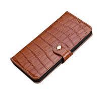 BMLLQSS Crocodile Pattern Genuine Leather Wallet case for iPhone 15/15 Plus/15 Pro/15 Pro Max with Card Slot Stand Magnetic flip Anti-Fall Folio Phone case (Brown,15Pro)