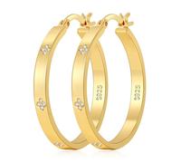 BMMYE 4mm Gold Hoops Earrings for Womens, 14K Gold Plated Rhinestone Hoop Earrings Hypoallergenic CZ Hoops for Sensitive Ears Non Tarnish Lightweight Sparkly Cubic Zirconia Hoop Earring Jewelry Gifts