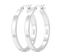 BMMYE 4mm Silver Hoops Earrings for Womens, 925 Sterling Silver Rhinestone Hoop Earrings Hypoallergenic CZ Hoops for Sensitive Ears Non Tarnish Lightweight Cubic Zirconia Hoop Earring Jewelry Gifts