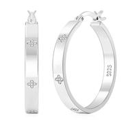 BMMYE 4mm Silver Hoops Earrings for Womens, 925 Sterling Silver Rhinestone Hoop Earrings Hypoallergenic CZ Hoops for Sensitive Ears Non Tarnish Lightweight Cubic Zirconia Hoop Earring Jewelry Gifts