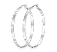 BMMYE 4mm Silver Hoops Earrings for Womens, 925 Sterling Silver Rhinestone Hoop Earrings Hypoallergenic CZ Hoops for Sensitive Ears Non Tarnish Lightweight Cubic Zirconia Hoop Earring Jewelry Gifts
