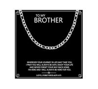 BMMYE 925 Sterling Silver Chain Necklace for Men, Figaro Silver Chain 20 Inch Necklace Chain Gift with Card for Brother