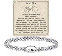 BMMYE Engraved Mens Bracelet Gifts for Him, Stainless Steel Cuban Chain Bracelet for Men Birthday Christmas Valentines Day Graduation Gifts for Men
