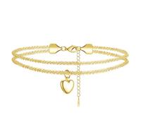 BMMYE Gold Bracelet for Women with Hypoallergenic Layered Adjustable Heart Bracelets,Gold Plated Bracelet for Women