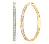 BMMYE Gold Hoops Earrings for Women Large Sterling Silver Hoops 14K Gold Plated Hoop Earrings for Women 50mm Large Hoop