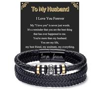 BMMYE Husband Gifts Mens Leather Bracelets Personalised Men's Gift Bracelets Cool Bracelet Gift for Men Husband Bracelet Presents Valentine's Day Father's Day Christmas Birthday Gifts