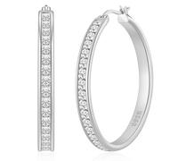 BMMYE Silver Hoops Earrings for Women Large Hoop Earring Sterling Silver Hoop Earrings for Women 40mm Medium Hoops