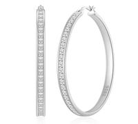BMMYE Silver Hoops Earrings for Women Large Hoop Earring Sterling Silver Hoop Earrings for Women 50mm Big Hoops