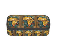 bmnaswt Abstract World Map Print Large Capacity Layered Pencil Pouch, Zipper Storage Bag with Mesh Pocket & Pen Slots