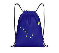 bmnaswt Alaska State Flag Print Drawstring Bag, Foldable Gym Backpack For Beach, Hiking, Gym & Daily Errands