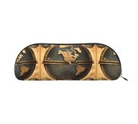 bmnaswt Ancient World Globe Print Storage Pouch,Cross Grain Zipper Pouch, Elegant Portable Makeup Stationery Bag
