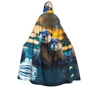 bmnaswt Animal Cute Brown Otters Print Hooded Cape Adult Halloween Hooded Cloak, Ideal For Cosplay, Parties & More