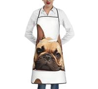 bmnaswt Animal Dog French Bulldog Print Apron With Pocket, Polyester Cooking Apron For Kitchen, Restaurant, Craft
