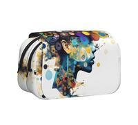 bmnaswt Artificial Intelligence Brain Print Double Clamshell Pen Case, Oxford Cloth Pouch with Zipper Pockets, Ideal Present