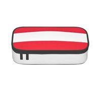 bmnaswt Austrian Flag Print Large Capacity Layered Pencil Pouch, Zipper Storage Bag with Mesh Pocket & Pen Slots