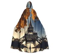 bmnaswt Beautiful Eiffel Tower Paris Print Halloween Adult Hooded Cloak, Unisex Hooded Robe Cloak Long Cape For Cosplay/Party