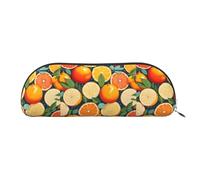 bmnaswt Citrus Fruit Pattern Print Storage Pouch,Cross Grain Zipper Pouch, Elegant Portable Makeup Stationery Bag