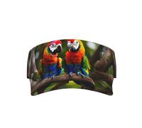 bmnaswt Colorful Parrots On Tree Print Adult Sunscreen Visor Cap, Adjustable Fit Sports Golf Running Sun Caps, All Seasons Black