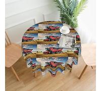bmnaswt Company Farm Tractor Print Round Tablecloth, Table Cover Decorative Tablecloth For Dining, Wedding & Outdoor Use