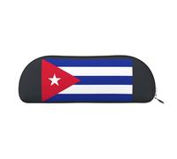 bmnaswt Cuban Flag Print Storage Pouch,Cross Grain Zipper Pouch, Elegant Portable Makeup Stationery Bag