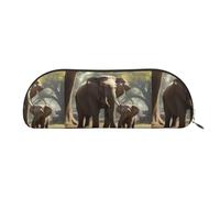 bmnaswt Elephant Print Storage Pouch,Cross Grain Zipper Pouch, Elegant Portable Makeup Stationery Bag