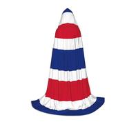 bmnaswt Flag Of Costa Rica Print Hooded Cape, Elevate Your Festive Look, Big Hood & Bow Tie, For Halloween/Cosplay