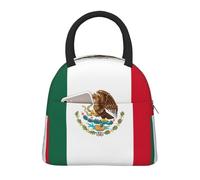 bmnaswt Flag of Mexico Print Insulated Lunch Bag, Lunch Bag with Front Pocket, Insulated Lunchbox with Zippers