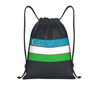 bmnaswt Flag Of The Republic Of Uzbekistan Print Drawstring Bag, Foldable Gym Backpack For Beach, Hiking, Gym & Daily Errands