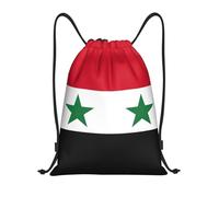 bmnaswt Flag Of The Syrian Arab Republic Print Drawstring Bag, Foldable Gym Backpack For Beach, Hiking, Gym & Daily Errands