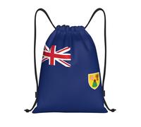 bmnaswt Flag Of The Turks And Caicos Islands Print Drawstring Bag, Foldable Gym Backpack For Beach, Hiking, Gym & Daily Errands